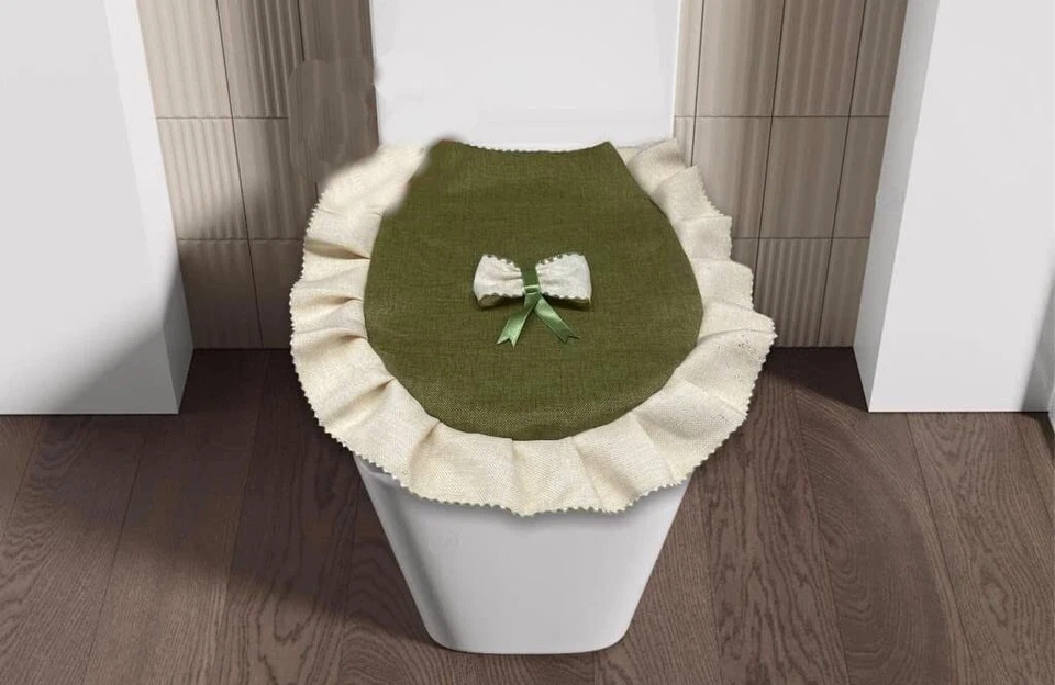 Copriwater Copri Tavoletta WC in tessuto vari colori Misura standard Made in Ita - Immagine 2 di 2