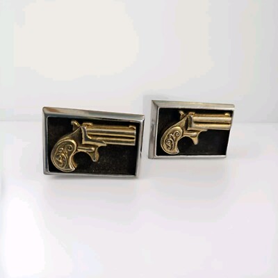 Vintage Cufflinks Sheilds Flint Lock Novelty