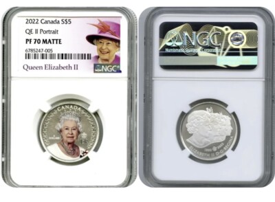 2022 $5 CANADA SILVER PROOF NGC PF70 MATTE QUEEN ELIZABETH II