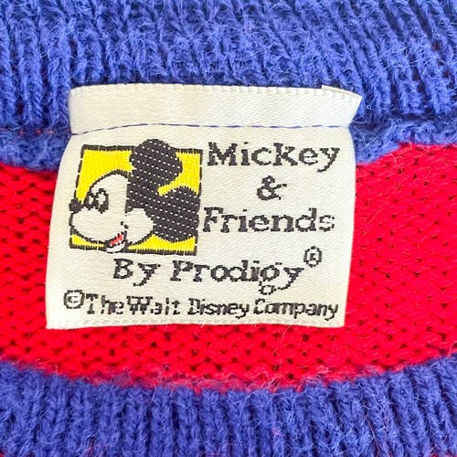 Vintage Mickey & Friends by Prodigy Sweater Youth Lg 7 Red Knit Skateboard 90's - Picture 5 of 8