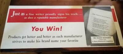 Original 1940's BUS ADVERTISING POSTER You Win! Products - Manufacturing