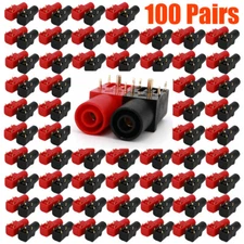 100Pairs Right Angle PCB Banana Socket Gold-Plated 4mm Safety Jack Banana Socket