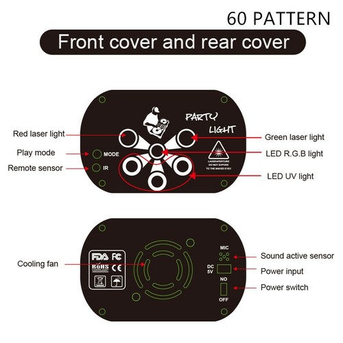60/120 Pattern RGB Portable LED Stage Laser Lights DJ KTV Projector Disco Lamp - Picture 15 of 18