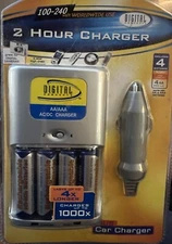 AC/DC RAPID CHARGER, RECHARGEABLE BATTERIES & CAR CHARGER Brand New Sealed