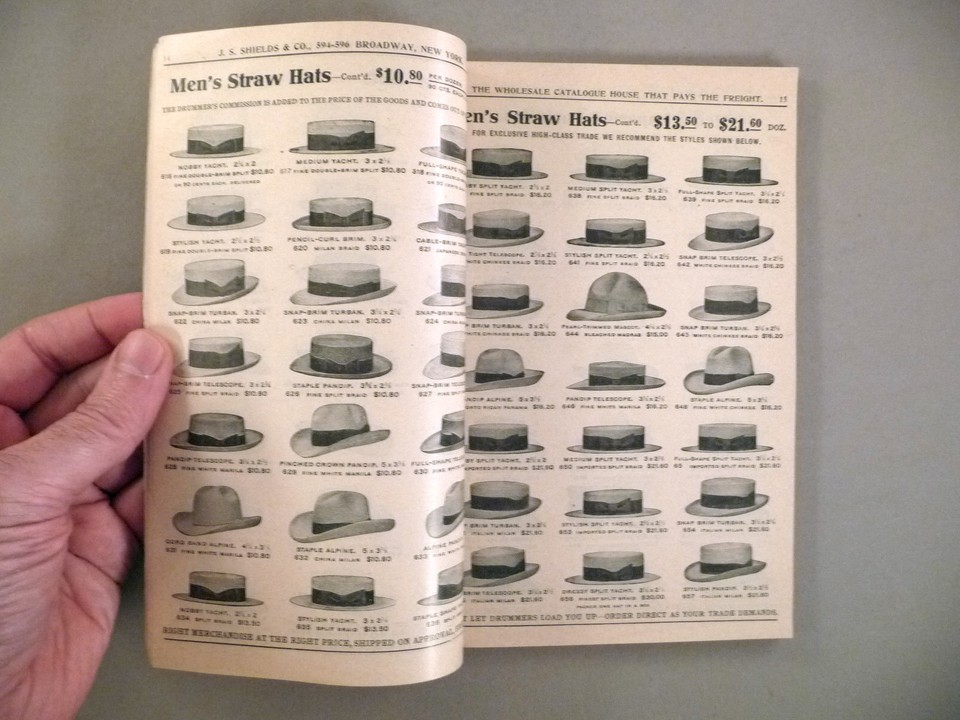 J.S. Shields CATALOG Spring, 1908 fashion, hats, general