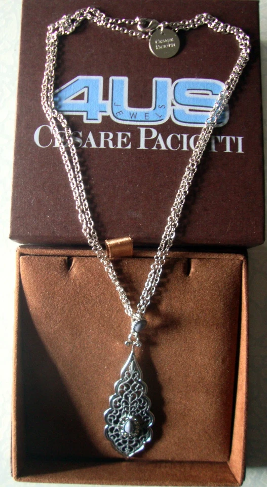 Collana donna 4US Cesare Paciotti, con pendente-goccia, acciaio anallergico,80cm - Immagine 3 di 3