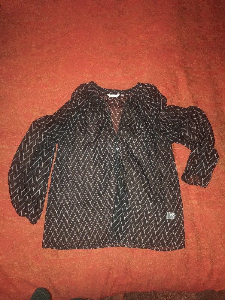 ZOA New York Luna sheer front button v neck top blouse size