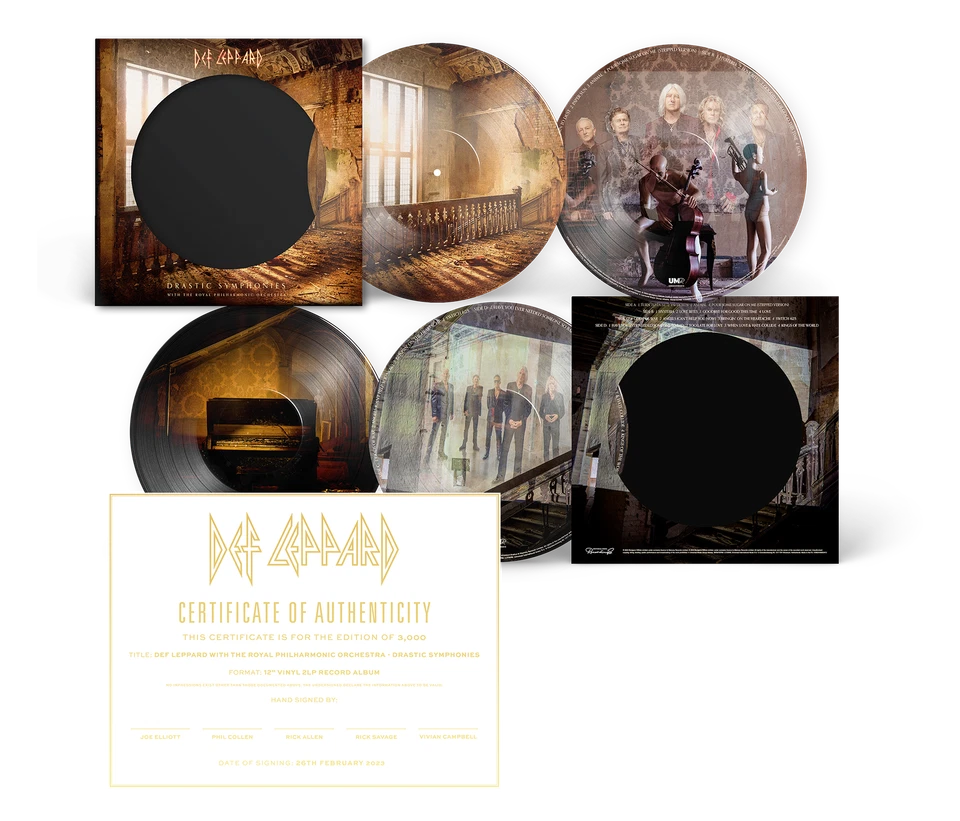 DEF LEPPARD DRASTIC SYMPHONIES LP VINYL PICTURE DISC AUTOGRAPHED SIGNED COA - Image 2 of 4