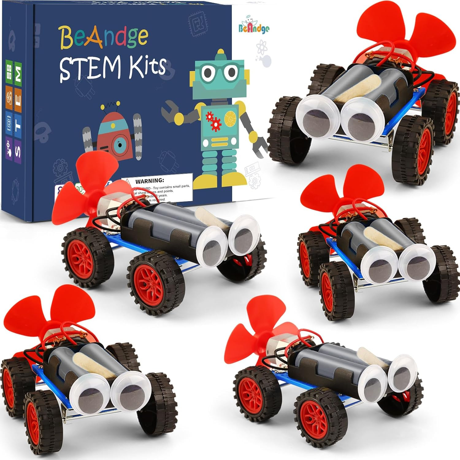 STEM Science Kits for Kids - 5 Set Wind-Powered Car Gift Bundle