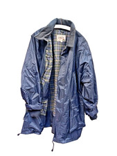 Vintage Wynnster Fowler Wet Weather Wear NW127 PVC Lined Rain Coat L Hidden Hood