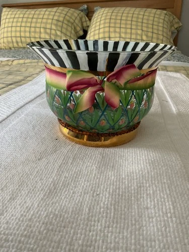 VINTAGE MACKEENZIE-CHILDS CIRCUS TULIPS HAND BLOWN/HAND PAINTED BOWL-RETIRED