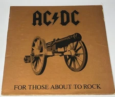 AC/DC - “FOR THOSE ABOUT TO ROCK” Vinyl 1ST PRESSING Lp … Vg/Vg+