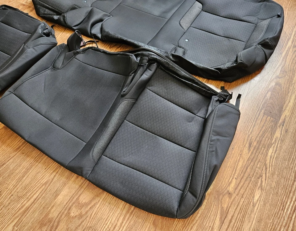 Juego de 3 fundas de asiento trasero de tela OEM de fábrica para Chevrolet Silverado doble cabina 2024-2025 Foto 3 de 4
