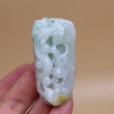 Certified Green 100 Natural A Jade Jadeite Dragon Ruyi Pendant 42065a