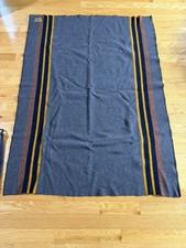 Pendleton Yakima Camp Throw 54" x 66" Gray Blue Yellow EUC 86% Virgin Wool USA