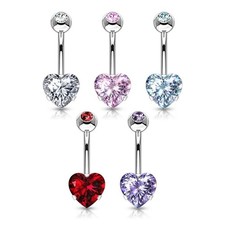 Belly Button Piercing Heart Stone