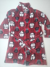 Boys Star Wars fleece robe size M 10/12 Darth Vader / Storm Troopers red black