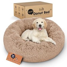 Calming Donut Dog Bed for Small Dogs, Round Dog Bed for Medium  Large Dogs