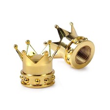 Trik Topz Bicycle Valve Caps Pair - Crown - Gold