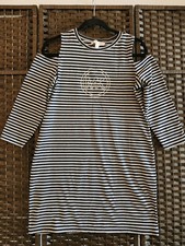 Michael Kors Striped Cold Shoulder Dress – Size S – Black & White