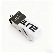 NIKE ELITE EVERYDAY CUSHIONED CREW SOCKS Unisex White Size M 3 Pair