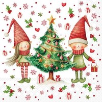 Weihnachten Servietten Lunch 33X33 3-Lagig 20 StüCk Wichtel Bei Tannenbaum Elve
