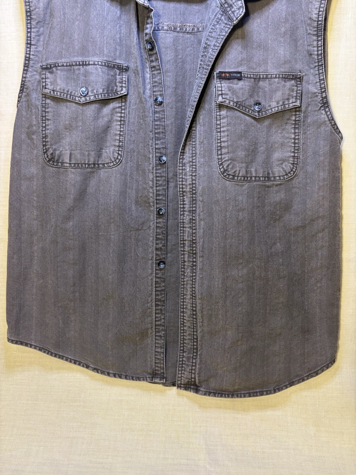 LOVERBIRD Gray Denim Button Front Collared Vest w… - image 9