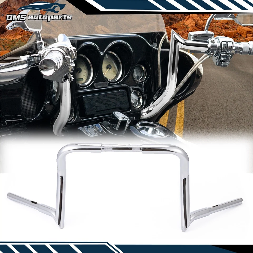 Chrome 12" Meathook Bar Handlebar 1.25'' For Harley Touring Street Glide Electra - Image 2 of 4