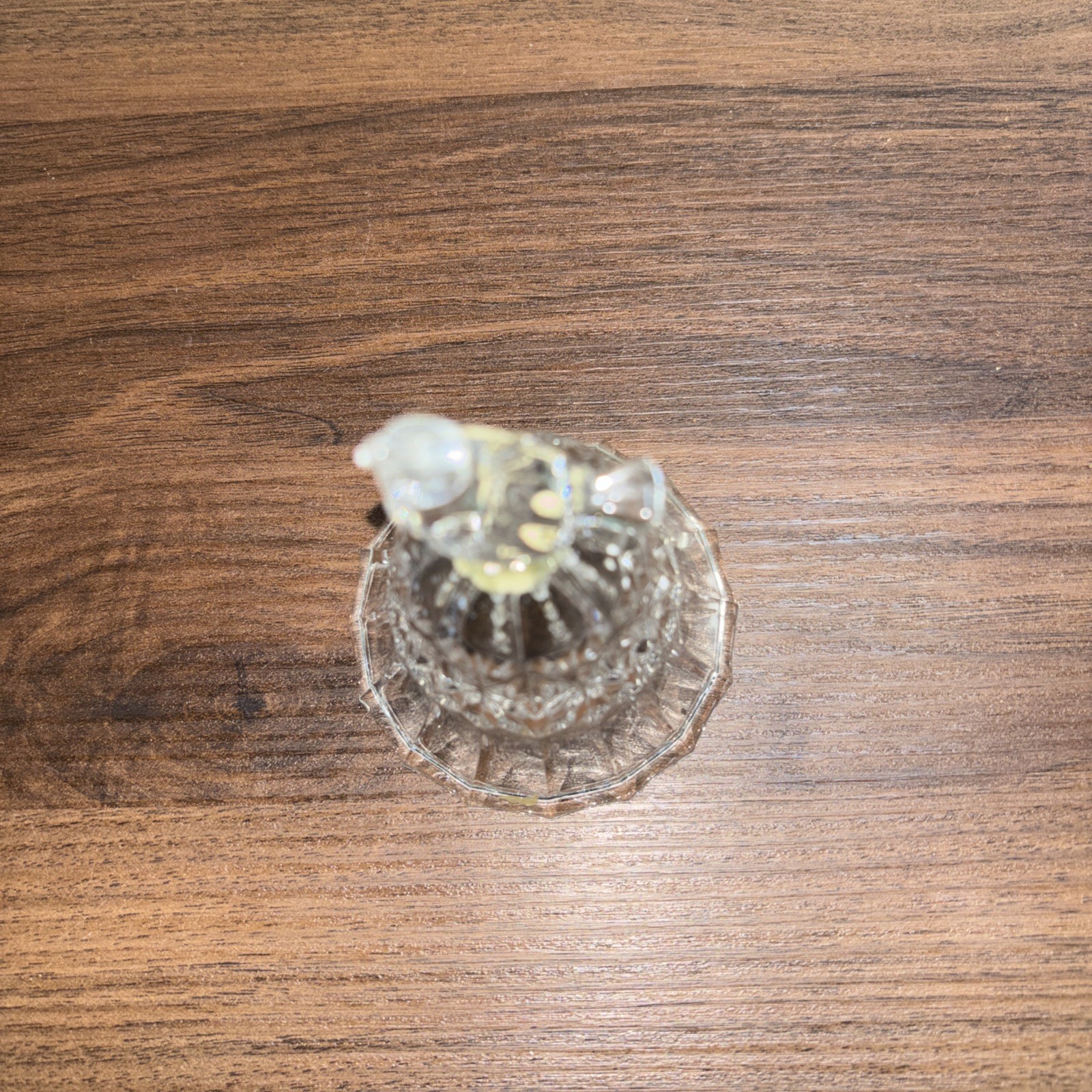 Vintage Bird Handle Clear Glass 24% Lead Crystal  Dinner Bell Cut