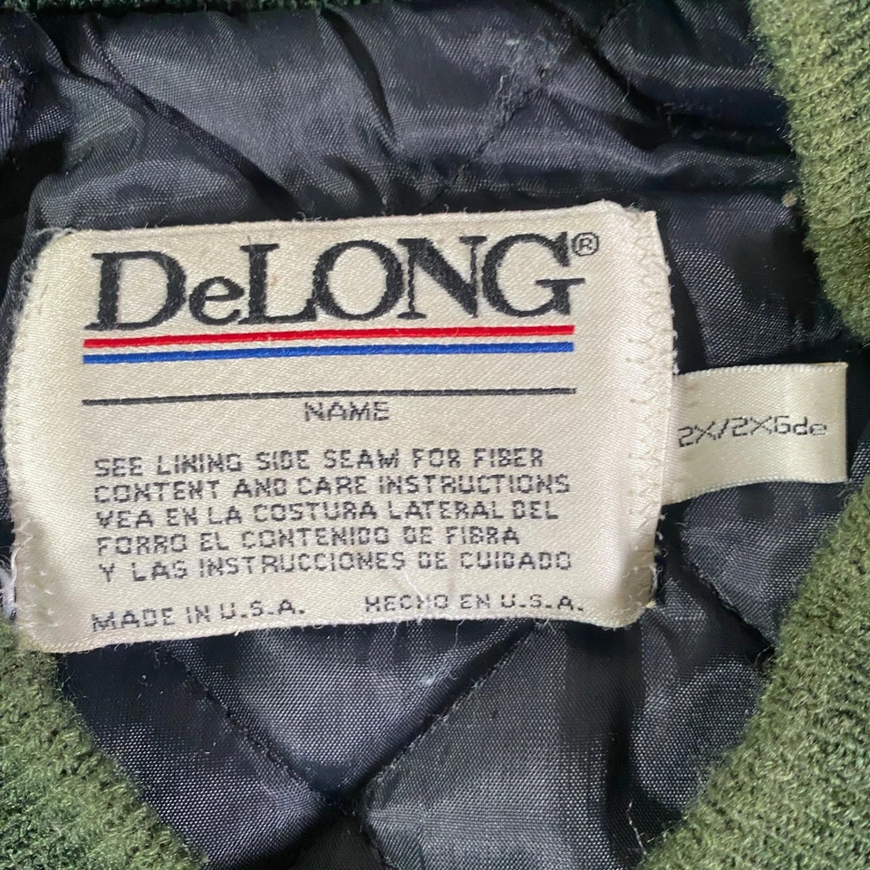 Chaqueta Letterman Universitaria DeLONG De Colección Hombres 2X Lana Verde Manga Cuero EE. UU. Foto 4 de 4