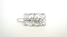 Small  silver metal filigree light weight hair pin clip barrette  for fine thin