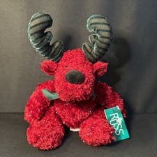 Vintage Russ Berrie Moose Plush Twinkle Cranberry Red Green Christmas Holiday
