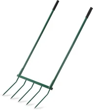 Broadfork Garden Tool with Steel Handle Heavy Duty Five Tines Broad Fork for Gar