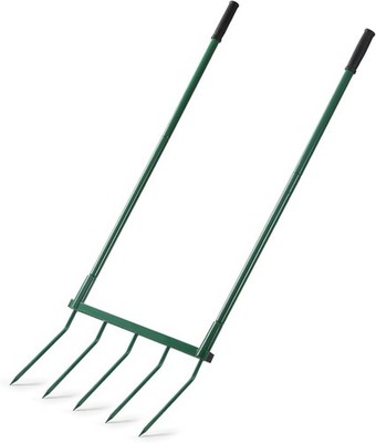 Broadfork Garden Tool with Steel Handle Heavy Duty Five Tines Broad Fork for Gar