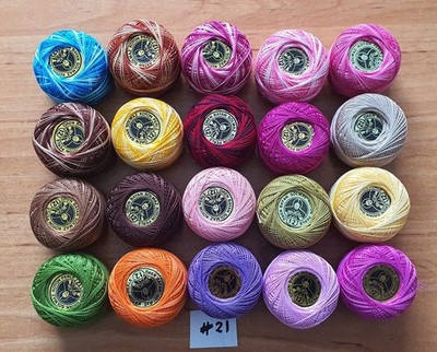 20 Knäuel Perle Baumwolle Nr:12 Stickgarn in verschiedenen Farben #21