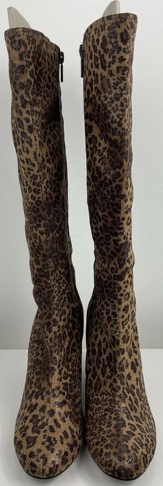 Botas para mujer con estampado de leopardo hasta la rodilla cuña cremallera talla 8,5 Foto 2 de 4
