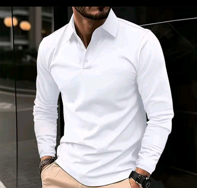 Men's Solid Color Long Sleeve Polo Shirt/ Exquisite/ Loose /Casual