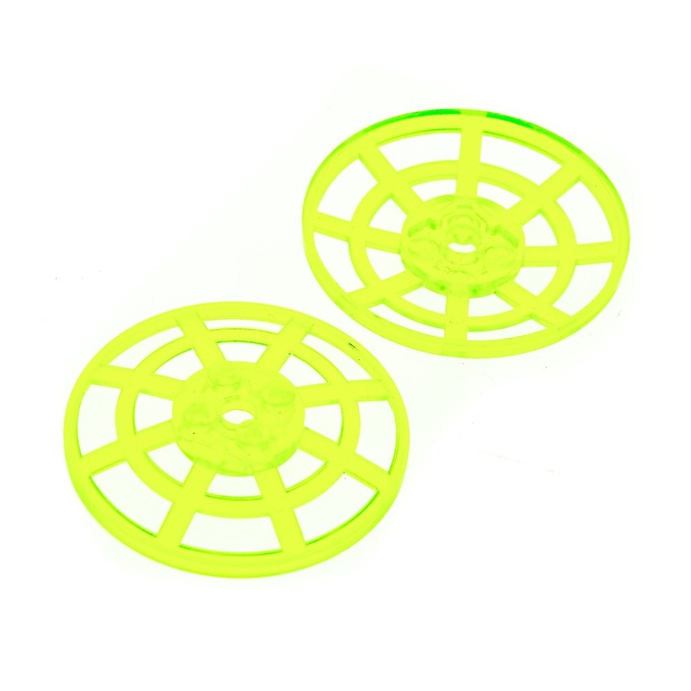 2x Lego Satellite Radar Dish 6x6 Transparent Neon Green Grid Type2 30234 4285b