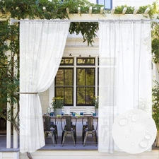 MIULEE cortinas blancas exteriores impermeables 2 paneles 54x108inch pérgola ...