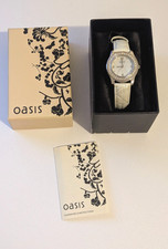 Ladies Oasis Sparkling Quartz Watch With Cream Leather Strap With Box & Papers