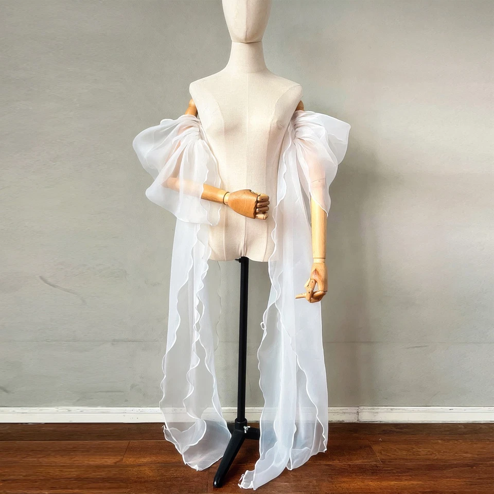 Organza Puffy Detachable Sleeves For Wedding Party Removeable Dance Accessories - Image 2 of 4