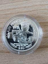 1992 Alain Prost $10 Liberia Coin. 1oz .999 Fine Silver. In Capsule With Coa