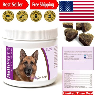 60 Count Heart-Shaped Multi-Vitamin Soft Chews for Dogs - Made in USA