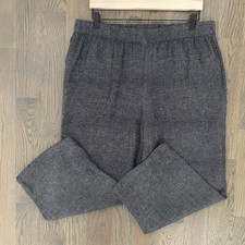 Eileen Fisher Linen Blend Black and White Woven Lantern Pant Black and White L