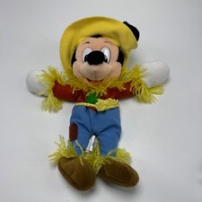Walt Disney World Scarecrow Mickey Mouse Bean Bag Plush 8" Thanksgiving Fall
