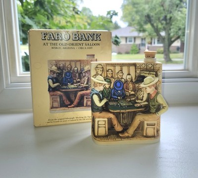 Vintage Haas Bros FARO BANK Whiskey Decanter w/Box. 1975 W.A. Lacey