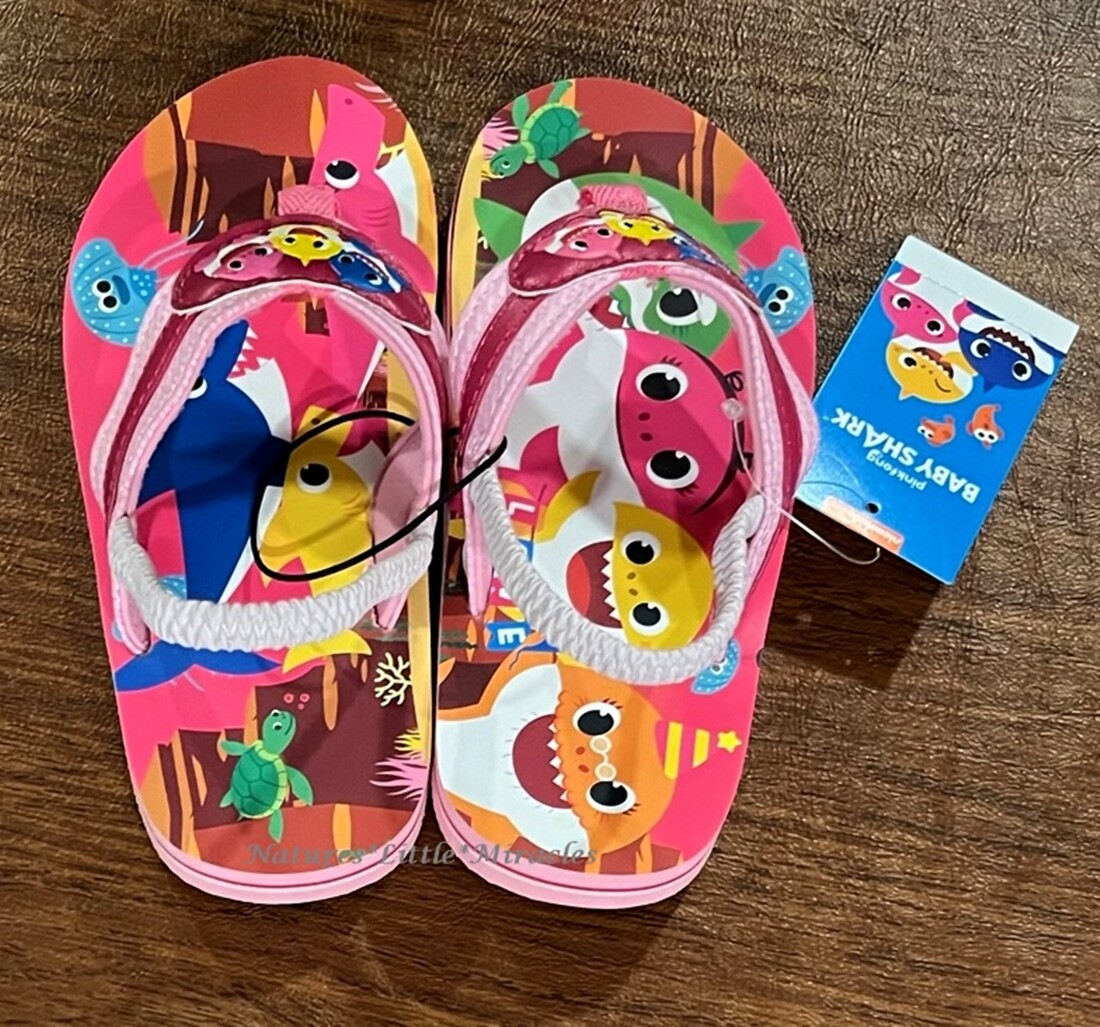 Baby Shark Sandals Shoe Toddler Girl Flip Flop Slide Size 5 6 7 8 9 10