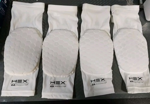 2 Pairs McDavid Youth OSFM HEX FORCE Compression Leg Sleeves WHITE  *Used* #TB2