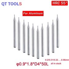 10pcs 0.9mm Tungsten carbide end mill milling cutter for Aluminum HRC55