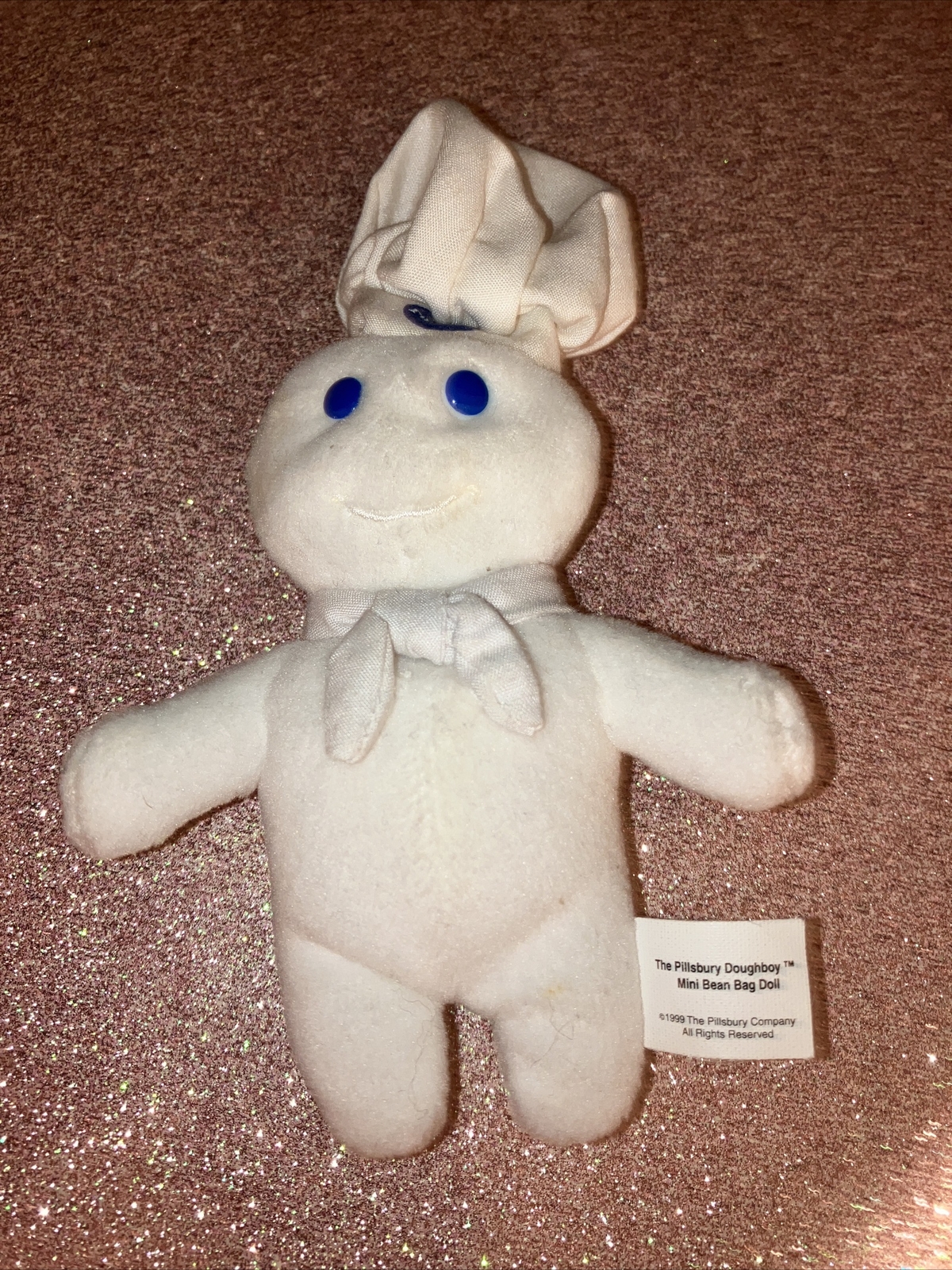 Vintage Pillsbury Doughboy Plush Mini Bean Bag Doll Stuffed Beanie Toy